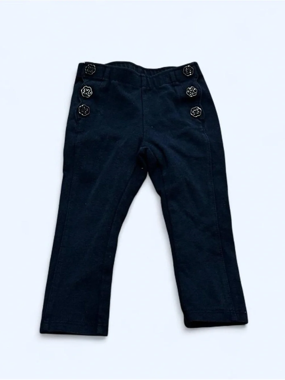 Gymboree Navy Ponte Leggings with Flower Button Details